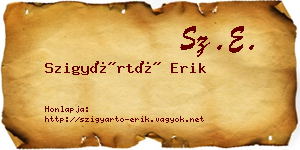 Szigyártó Erik névjegykártya